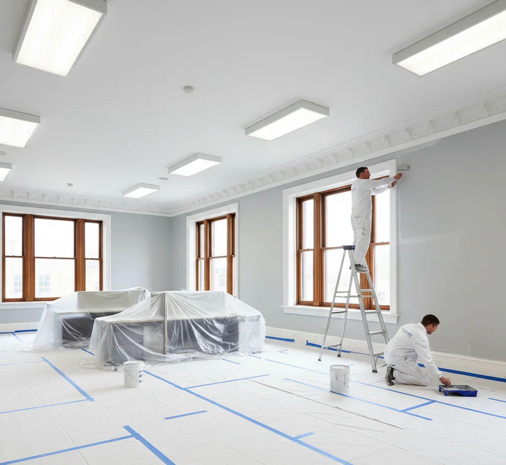 Interior commercial painting inside an office in the Glebe.