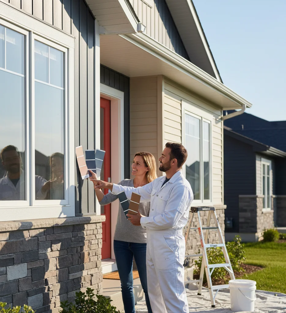 Exterior painting preparation on a Barrhaven home.