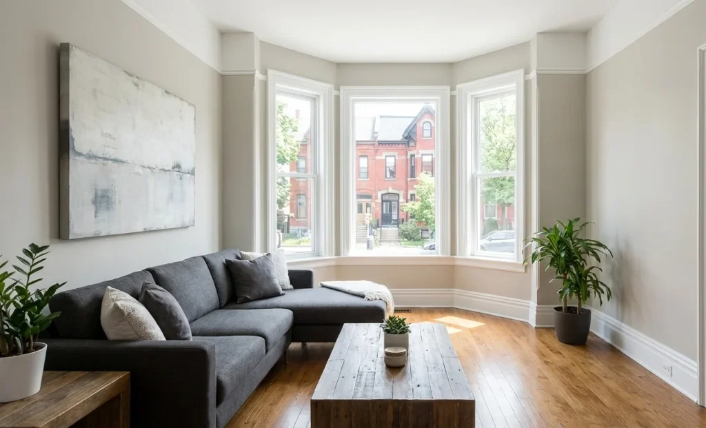 Freshly painted living room in a Downtown Ottawa home.
