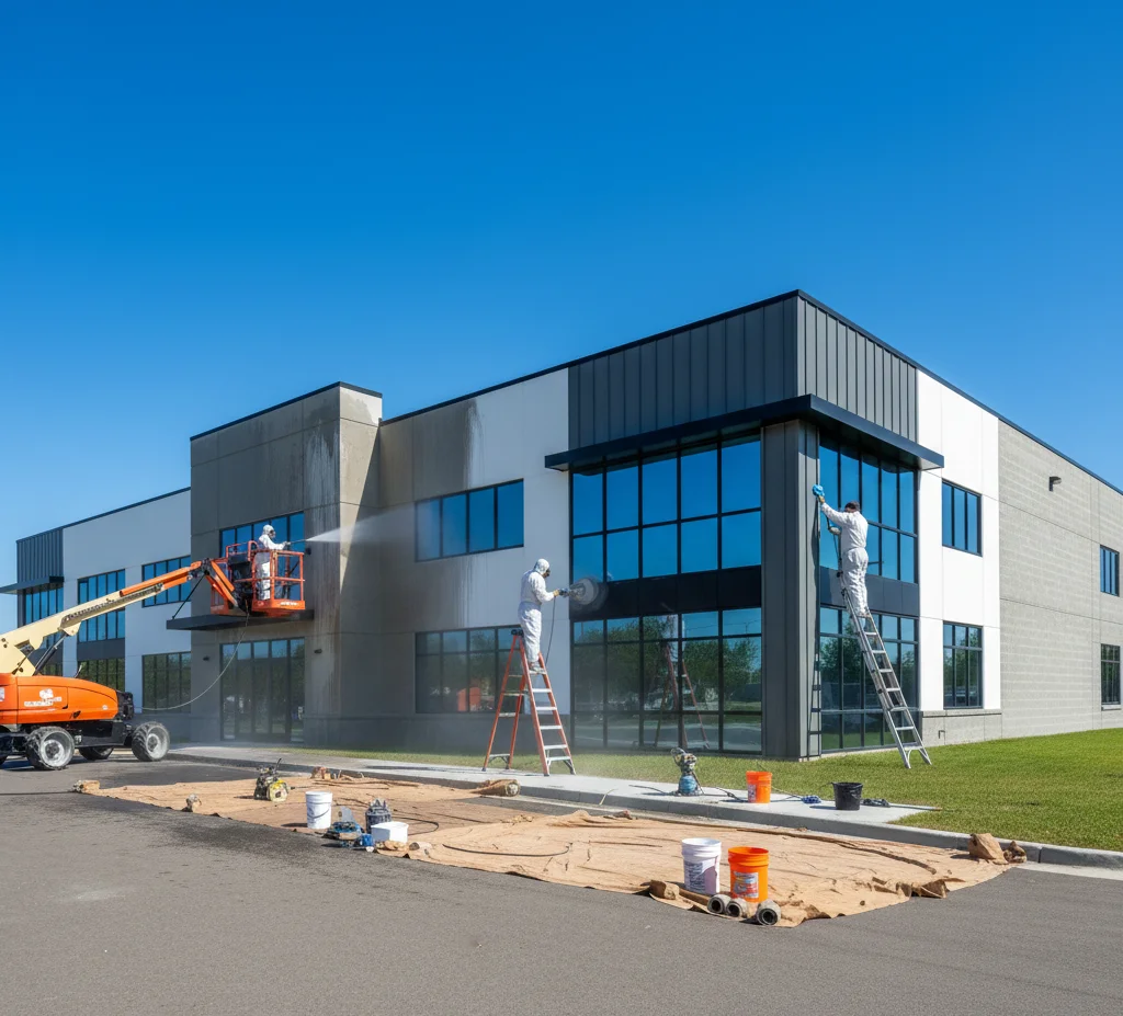 Painter working in a commercial property.