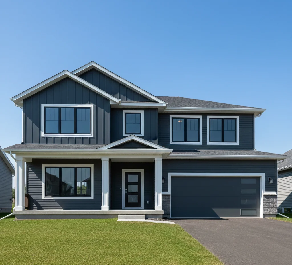 Completed siding painting project on a modern Ottawa home.