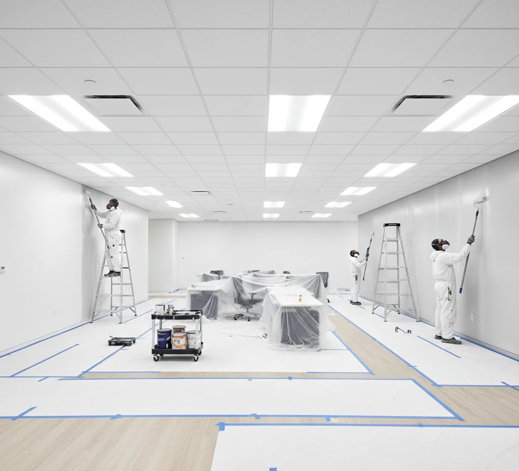 Interior commercial painting project in a Nepean office.